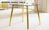 Modern minimalist style circular transparent tempered glass table, tempered glass tabletop, golden W1512P359306