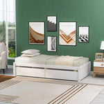 ZUN Twin Bed with 2 Drawers, Solid Wood, No Box Spring Needed ,White 95467586