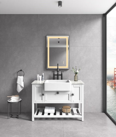 ZUN 36*24 LED Lighted Bathroom Wall Mounted Mirror with High Lumen+Anti-Fog Separately Control W1272119105