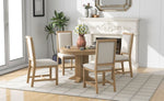 ZUN 5-Piece Set Extendable Round Table and 4 Upholstered Chairs Farmhouse Set for Kitchen, 79599093