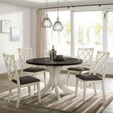 Set of 2 Fabric Upholstered Side Chairs in Antique White and Gray B016P156544