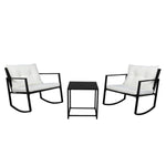 ZUN Single 2pcs Coffee Table 1pc Exposed Rocking Chair Three-Piece Set Black 86452493