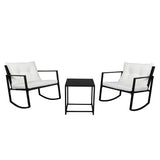 ZUN Single 2pcs Coffee Table 1pc Exposed Rocking Chair Three-Piece Set Black 86452493