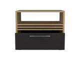 Nightstand, 1 Drawer, 4 Wheels, 1 Shelf, Natural Oak / Black B097P262382