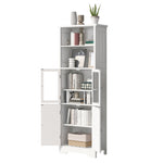 ZUN White Tall Storage Cabinet with Shelves and Doors for Bathroom, Kitchen and Living Room, MDF Board WF295070AAK