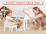 White Kids Piano 30-Key Keyboard Toy with Bench Piano Lid and Music Rack 49605436