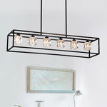 ZUN 6-Light Farmhouse, Modern Industrial Linear Rectangular Crystal Pendant Light Cage W1592P232593