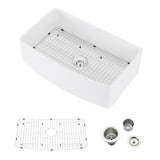 Fireclay 33" L X 20" W Farmhouse Arch Edge Apron Front Single Bowl Kitchen Sink W122567052