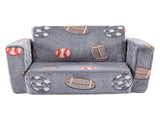 Kids Foldable Sofa Bed with Night Glow 2-in-1 Convertible Childrens Lounge Chair, Soft Flannel 76699199
