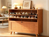 Narrow Shoe Cabinet with 2 Flip Drawers, Slim Freestanding Shoe Storage Cabinet with Adjustable 46507125
