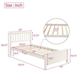 Twin Size Wood Platform Bed with Headboard,Footboard and Wood Slat Support, White WF191769AAK