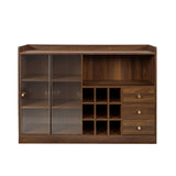 Sideboard with 2 Sliding Striped Glass Doors, Freestanding Countertop Storage Cabinet for Bottles, W331P286248