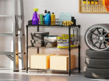 3-Tier Industrial Bookshelf with Anti-Falling Guardrails, 33 LBS Per Shelf Storage Organizer - Black 20988810