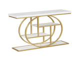 41 Inch Console Table with 3 Tier Open Shelves, Modern Entryway Sofa Table with O-Shaped Metal Frame 92573929
