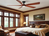 60" Vintage Mahogany Solid Wood Ceiling Fan with Light and Remote Control, Noiseless, Dimmable, W1367P447571