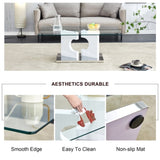 ZUN A rectangular modern and fashionable coffee table with tempered glass tabletop and white MDF legs. W1512P245588