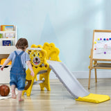 ZUN Yellow Toddler Slide for Indoors with Basketball Hoop 04628273