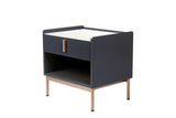 Modern White/Grey End Table Or Night Stand Stone Tabletop & Gold Frame B091119904