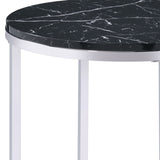Virlana Faux Black Marble Top & Chrome Finish End Table B2726P270973