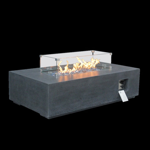 ZUN 52 Inch Outdoor Concrete Propane gas rectangle Fire Pit table in Dark Gray color W2620P182374