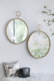 22" x 28" Circle Wall Mirror with Gold Iron Frame, Accent Mirror for Living Room, Entryway, Office W2078124345