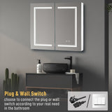 LED Bathroom Wall Cabinet, Double Door Bathroom Mirror Cabinet, white 80523625