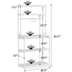 ZUN Bamboo Microwave Stand, Bakers Racks for Kitchens with Storage Shelves, 5 Tier Kitchen Stand with 4 59645494