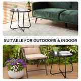 Outdoor Side with Flower Cut Outs, Weather Resistant Steel Patio Side, Round Outdoor End 09740220