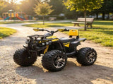 Yellow 12V Kids Electric ATV Recharging Ride-on Quad with Realistic Headlights & Wide Traction 24554687