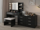Large Makeup Vanity with Lights, Vanity Table with Charging Station, Vanity Desk with Mirror and 10 53245964