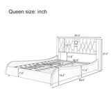 Queen Size Luxurious Faux Leather Upholstered Platform Bed with Thickened Headboard, Bluetooth N701P241047B