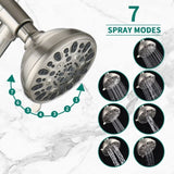 Drill-Free Stainless Steel Slide Bar Combo Rain Showerhead 7-Setting Hand, Dual Shower Head Spa W1219P155531