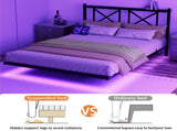 Queen Size Floating Bed Frame with Headboard and Storage, Full Size Platform Bed Frame with USB 90559466