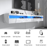 ZUN Floating TV Stand, Wall TV Cabinet with Led Lights & Power Outlet, 71" Modern Entertainment Center T3179P283855