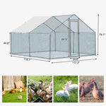 ZUN 10 x 10 ft Large Metal Chicken Coop, Walk-in Poultry Cage Chicken Hen Run House with Waterproof 15937218