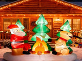 9FT Lighted Christmas Inflatable Decoration, Inflatable Santa and Reindeer Around Campfire, Funny 05216727