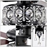 ZUN 52'' Shade Ceiling Fan Lamp With Remote Control,3 Speed ,4 Timing , 5 Reversible Blades W1592P192270