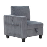 Modern Living Room Furniture 1pc Dark Gray Chair with One Arm, Storage Pouch and Charging Ports B011P206266