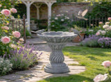 16.54" Garden Bird Bath Statue, Magnesium Oxide Grey Pedestal Birdbath, Outdoor Bird Feeder Bowl W6572P574583