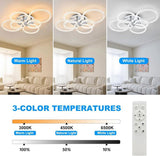 Modern LED, Flush Mount Ceiling Light with Dimmable Remote Control, 6Rings Acrylic Fixture for 33790869