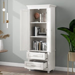 ZUN Tall Storage Cabinet with Two Drawers for Bathroom/Office, White WF299284AAK