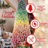 7.5ft Rainbow Gradient Flocked PVC Christmas Tree with 1927 Tips, Colorful Full-Bodied Artificial 23807149