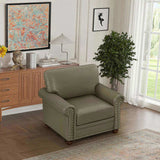 Living Room Sofa Single Seat Chair with Wood Leg Taupe Faux Leather W1097125451