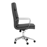 ZUN Grey and Chrome Upholstered Office Chair with Casters B062P145687