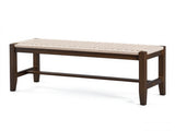 40 Inch Dining Bench, Solid Rubber Wood Frame with Hand-Woven Paper Rope 93350034