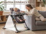 Gray Baby High Chair Adjustable Height/Backrest/Footrest Foldable with Wheels 34268788