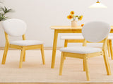 1 Table 2 Chairs 1 Bench Dining Set, Rubber Wood Frame with Beige Upholstered Seats, Natural Wood 59560900