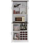 ZUN 76 Inch Tall Farmhouse Kitchen Faux Rattan Wine Cabinet, Kitchen Bar Cabinet with Square W2702P183952