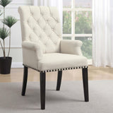 Beige and Smokey Black Tufted Arm Chair B062P145444
