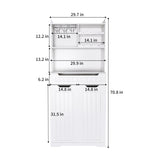 White Buffet Cabinet with Hutch - Modern Farmhouse Kitchen Storage Sideboard with 2 Drawers & Barn 48572324